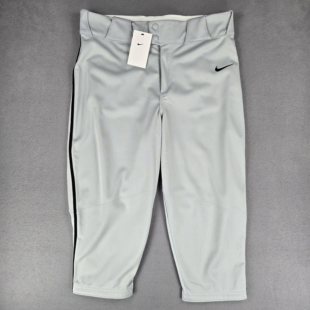 Nike Baseball Pants Mens L Gray Cropped Ventilated Athletic Performance NWT
